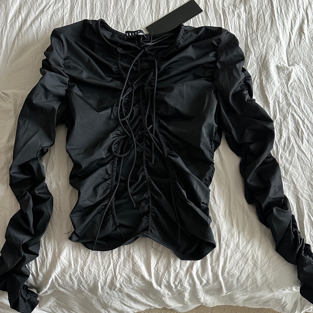 Princess Polly Black Ruched Long Sleeve Top